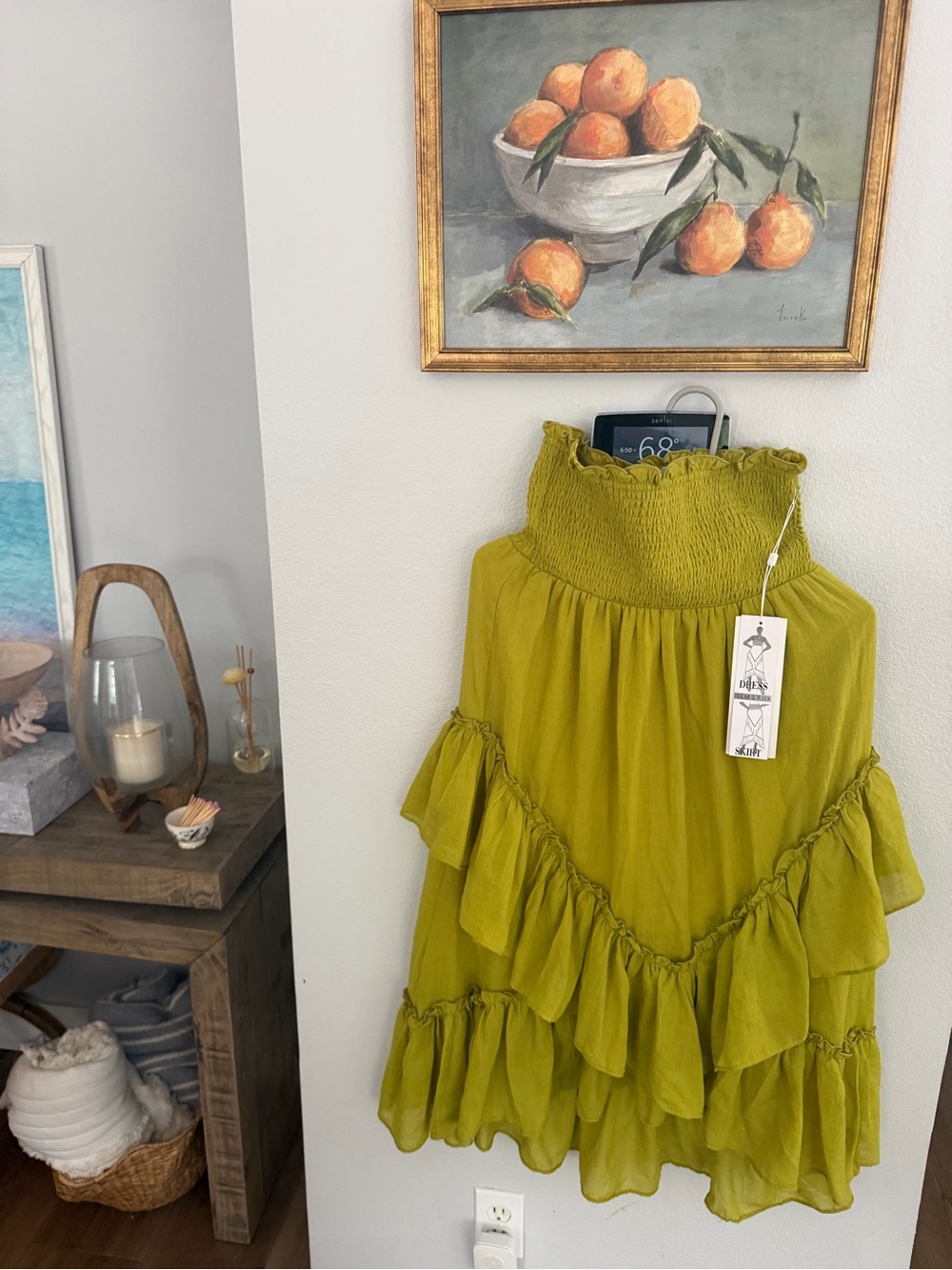 NWT LIFE Brand Smocked Ruffle Tiered Skirt or dress - Green